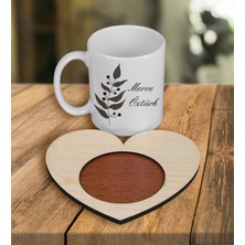 Ejoya Kişiye Özel Tasarım Kupa Bardak ve Kalp Ahşap Bardak Altlığı 100537