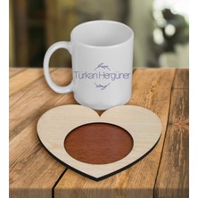 Ejoya Kişiye Özel Tasarım Kupa Bardak ve Kalp Ahşap Bardak Altlığı 100468