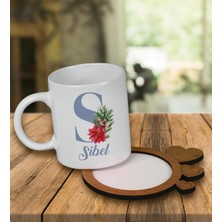 Ejoya Kişiye Özel Tasarım Kupa Bardak ve Kalp Desenli Ahşap Bardak Altlığı 99591