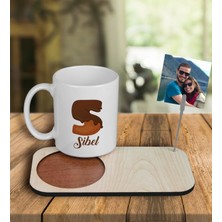 Ejoya Kişiye Özel Tasarım Kupa Bardak ve Fotoğraflı Notluk Ahşap Bardak Altlığı 100920
