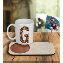 Ejoya Kişiye Özel Tasarım Kupa Bardak ve Fotoğraflı Notluk Ahşap Bardak Altlığı 100959