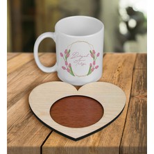 Ejoya Kişiye Özel Tasarım Kupa Bardak ve Kalp Ahşap Bardak Altlığı 100615