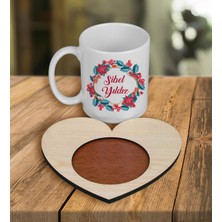 Ejoya Kişiye Özel Tasarım Kupa Bardak ve Kalp Ahşap Bardak Altlığı 100602