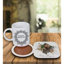 Ejoya Kişiye Özel Tasarım Kupa Bardak ve Fotoğraflı Ahşap Bardak Altlığı 99179