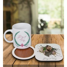 Ejoya Kişiye Özel Tasarım Kupa Bardak ve Fotoğraflı Ahşap Bardak Altlığı 99311
