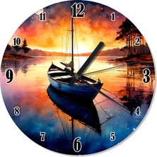 Karizma Tablo Gün Batımında Yelken Sessiz Duvar Saati