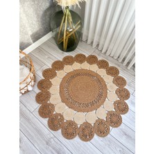 Natura El Dokuma Jüt Bohem Tarz Otantik Salon Oturma Odası Koridor Banyo Mutfak Natural Halı Pamuklu Halı