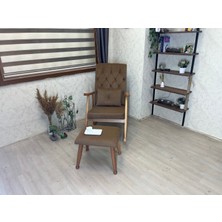 Asedia Trend Naturel-Kahve Kapitoneli Puflu Sallanan Sandalye