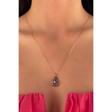 Fiyonk Kuyumculuk 14 Ayar Altın Damla Taş Detaylı Kolye