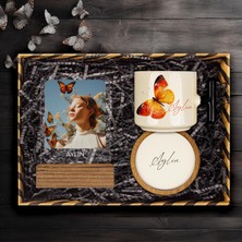 Ejoya Kişiye Özel Tasarım Latte Kupa & Bardak Altlığı & Fotoğraflı Akrilik Çerçeve Hediye Kutusu 113936