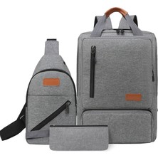 Deming Sırt Çantası Üç Parçalı Set, Seyahat Çantası, Gündelik Unisex Öğrenci Çantası, Iş Bilgisayarı Çantası (Yurt Dışından)