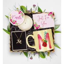 Ejoya Kişiye Özel 14 Ayar Altın Harf Kolye & Kupa & Mum & Mesaj Kartı  113321