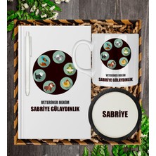Ejoya Kişiye Özel Tasarım Defter Kalem Kupa Bardak Altlığı Hediye Seti 81442 Veteriner Temalı
