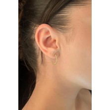 Fiyonk Kuyumculuk 14 Ayar Altın Yarım Tur Halka Dorika Küpe