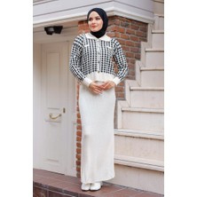 İlkimay.com Jeli Elbise Hırka Ikili Triko Takım 1220 - Ekru