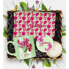 Ejoya Kişiye Özel Çiçek Tasarım Kupa & Makyaj Çantası & Mum  113168