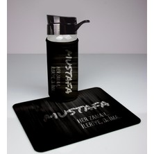 Ejoya Kişiye Özel Eskitme Ahşap Tasarım Sloganlı Cam Matara ve Mousepad Ofis  94396