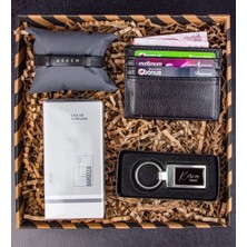 Ejoya Kişiye Özel Deri Bileklik ve Metal Anahtarlık & Kartlık & Bargello 561 Erkek Parfüm  112626