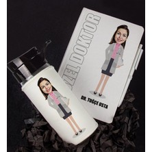 Ejoya Sağlık Çalışanlarına Özel Kişiye Özel Karikatürize Defter Kalem ve Matara  94424