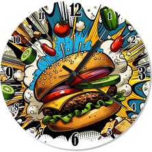 Ekart Çılgın Burger Desenli Duvar Saati