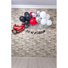 Pekshop Yarış Arabası Konsept Doğum Günü Balon Zinciri Seti Yarış Arabaları Doğum Günü Süsleme Seti