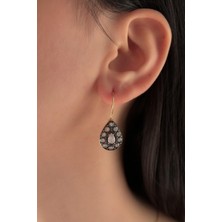 Fiyonk Kuyumculuk 14 Ayar Altın Büyük Damla Taş Detaylı Küpe