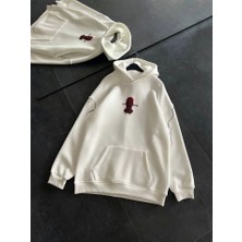 Mrps Üç Iplik Kapşonlu Baskılı Oversize Sweatshirt- Beyaz