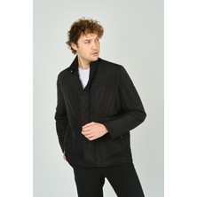 Lucas Erkek Fermuar ve Çıtçıt Kapamalı Hakim Yaka Kaban 4785 Siyah