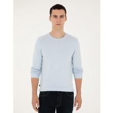 Pierre Cardin Erkek Açık Mavi Slim Fit Bisiklet Yaka Basic Triko Kazak 50296575-VR003