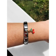 Kiraz Charm Italyan Çelik Bileklik