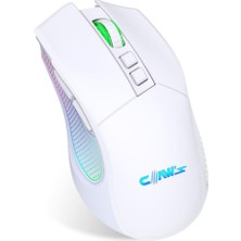 Byars-Air V1 Kablosuz 10000 Dpi Pixart PMW3325 Sensör Chromatic Rgb Kablosuz Gaming Mouse Beyaz Byarsbilişim