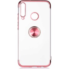 Cepustik Telefon Aksesuarları Huawei P40 Lite E Kılıf Gess Kenarları Renkli Yüzük Aparatlı Kılıf