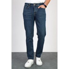 Hlt Jeans Erkek Okyanus Mavisi Regular Fit Boru Paça Esnek Likralı Denim Jeans Kot Pantolon HLTHE001976