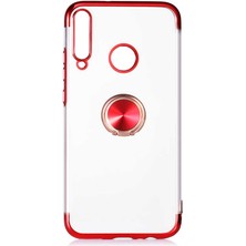 Cepustik Telefon Aksesuarları Huawei P40 Lite E Kılıf Gess Kenarları Renkli Yüzük Aparatlı Kılıf