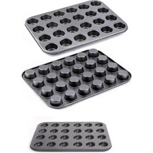 Maridet Muffin Kalıbı 24'lü Mini Cupcake Fırın Kapsülü Kek Browni Kekstra Kurabiye Kalıbı Muffin Baking Pan Extra Dayanıklı Yanmaz Yapışmaz Muffin