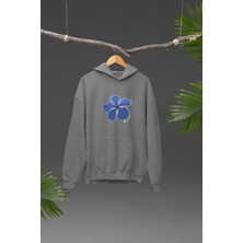 Nulivez Hibiskus Tasarımı Baskılı Yüksek Kalite Kapüşonlu Kanguru Cepli Unisex Oversize Sweatshirt