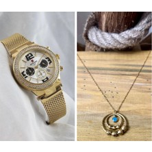 Reward Takvimli Çelik Fonksiyonlu Kadın Kol SAATI+%100 Çelik Kolye Hediye Seti