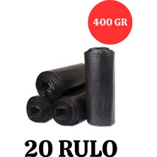 Merpak Ambalaj Kalın Çöp Torbası 400 gr x 20 Rulo Siyah Çöp Poşeti 80X110 cm Jumbo Büzgülü Çöp Torbası