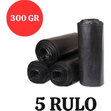 Merpak Ambalaj Kalın Çöp Torbası 300 gr x 5 Rulo Siyah Çöp Poşeti 80X110 cm Jumbo Endüstriyel Çöp Torbası