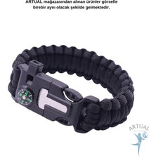 Artual Paracord Pusulalı Survival Hayatta Kalma Kamp Bilekliği Ateş Başlatıcı Outdoor Siyah Aksesuar Gaddarın Bilekliği (Çağatay Ulusoyun Bilekliği) Paracord Ipli Gaddar Bileklik