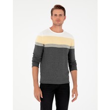 Pierre Cardin Erkek Açık Gri Melanj Slim Fit Bisiklet Yaka Triko Kazak 50296449-VR091