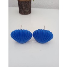 Qosrix 2'li Mavi Mini Istiridye Deniz Kabuğu 1. Kalite Soya Doğal Vanilya Kokulu Mum Dekoratif