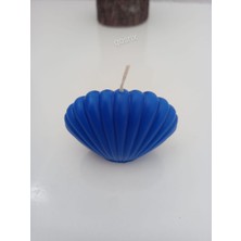 Qosrix Mavi Mini Istiridye Deniz Kabuğu 1. Kalite Soya Doğal Vanilya Kokulu Mum Dekoratif 1 Adet