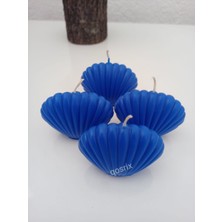 Qosrix 4'lü Mavi Mini Istiridye Deniz Kabuğu 1. Kalite Soya Doğal Vanilya Kokulu Mum Dekoratif