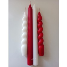 Qosrix 4'lü Çok 4 Renkli Italyan Burgulu Şamdan Soya Mumu Doğal Kokulu Uzun Çubuk Konik Burgu Spiral Mum