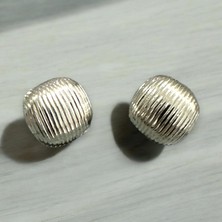 Chantaky 107 154 Gümüş Oval Çizgili Istiridye Küpe