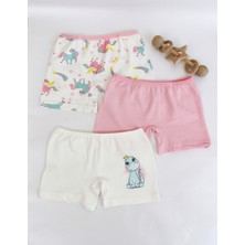 Kız Çocuk Pamuklu Baskılı Desen 3'lü Paket Boxer