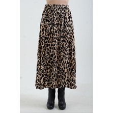 Zelish My Sister Bej Leopar Crash Efekt Saten Etek