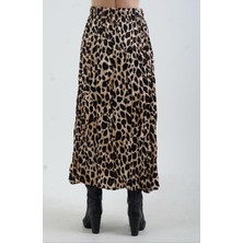 Zelish My Sister Bej Leopar Crash Efekt Saten Etek