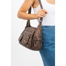 Baginn Y.s.deri Kadın Çapraz Askılı Postacı Omuz Çantası Vegan Deri 25*20 cm Bayan Omuz Çantası Çok Cepli